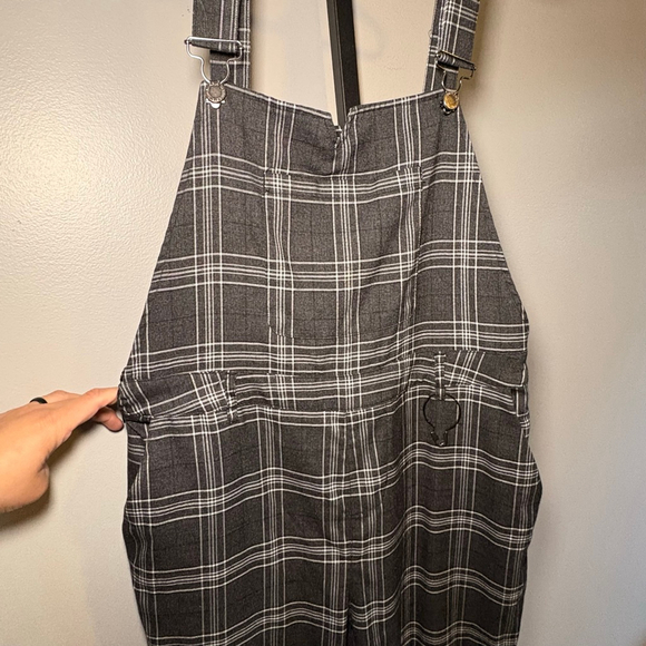 Disturbia Plaid Jumpsuit Black White Size 12 - Picture 2 of 6